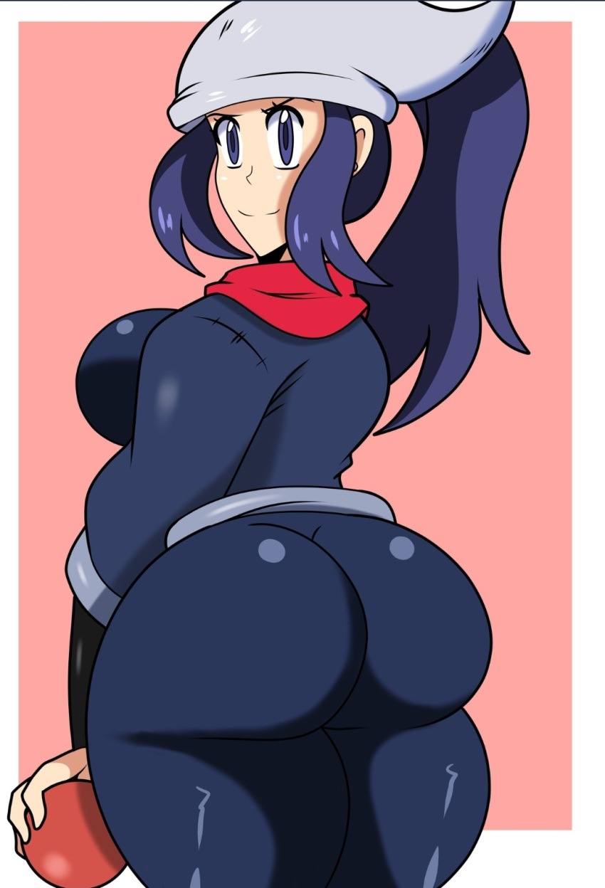 1girls akari_(pokemon) ass big_ass big_breasts blue_eyes blue_hair breasts female_protagonist pokeball pokemon pokemon_legends:_arceus shingattai thick_thighs thighs tight_clothing