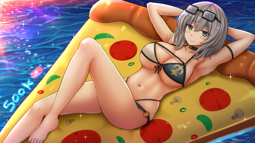 armpits bikini cleavage hololive hololive_fantasy hololive_japan kazenokaze large_breasts pool shirogane_noel swimsuit virtual_youtuber