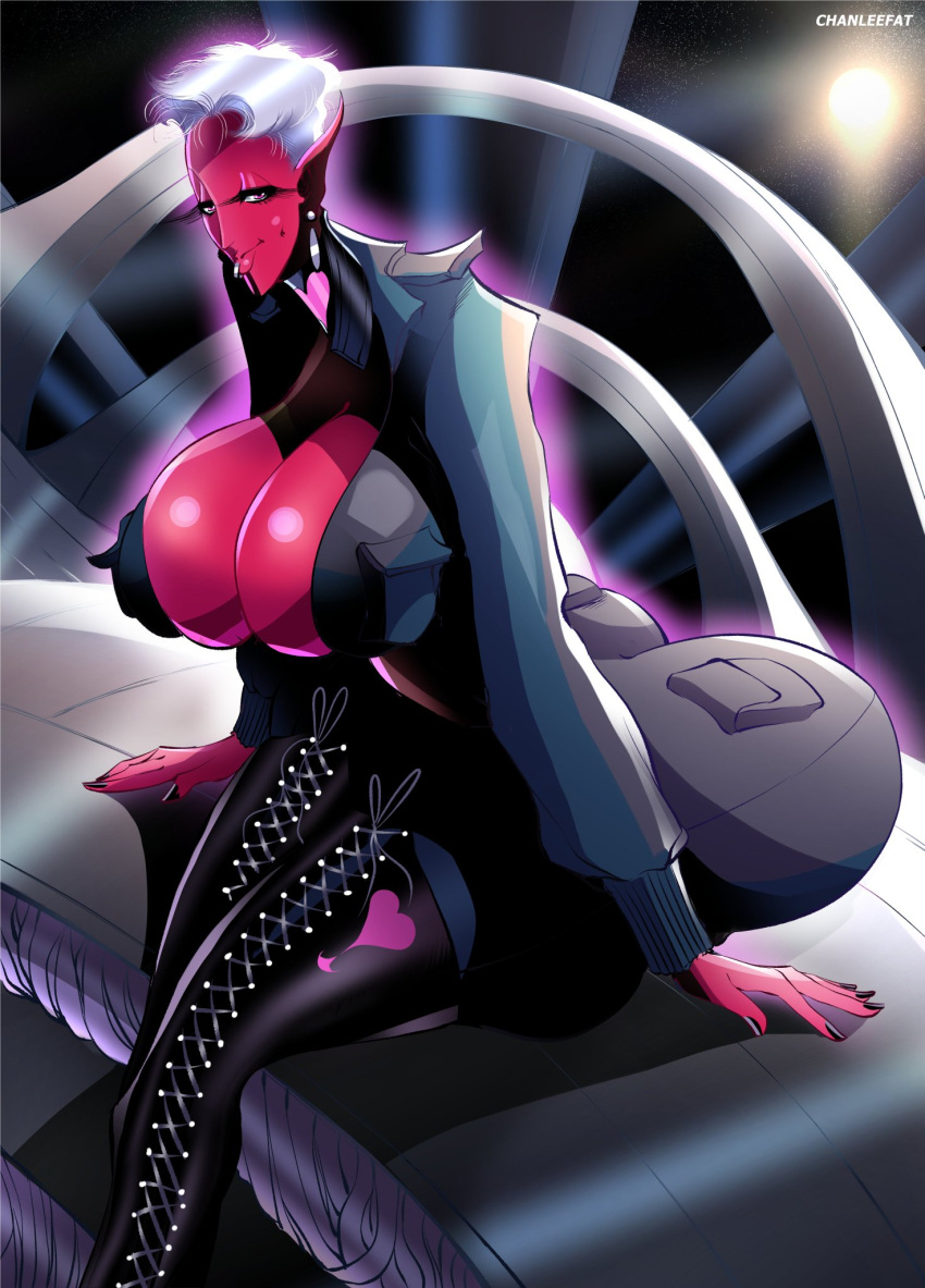 1girls 5_fingers alien alien_girl allesiah alternate_version_available artist_name ass aura beauty_mark black_nails boots breasts bubble_ass bubble_butt busty chanleefat cleavage clothing dat_ass female fingers gigantic_ass humanoid k.o.o.l. large_breasts legs lips long_ears looking_at_viewer mole mole_above_mouth nail_polish original original_character outline pink_body pink_lips pink_skin pointy_ears pose short_hair thick thick_ass thick_legs thick_thighs thighs voluptuous white_hair