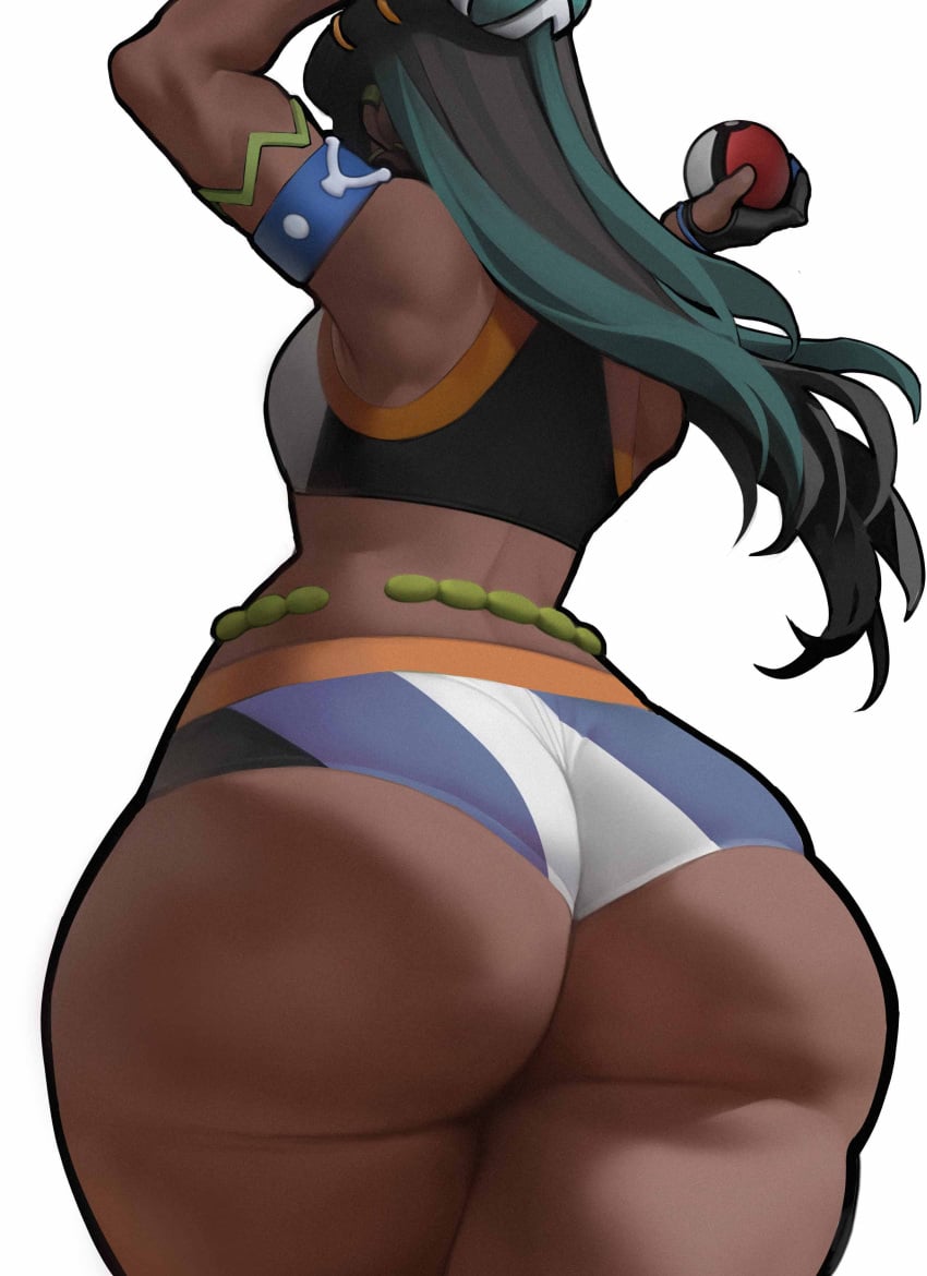 1girls ass ass_focus big_ass bottom_heavy bubble_butt clothing dark-skinned_female dark_skin fat_ass female female_only gluteal_fold huge_ass large_ass long_hair massive_ass nessa_(pokemon) pokemon rear_view solo spiralnoww thick_ass thick_thighs thunder_thighs wide_hips