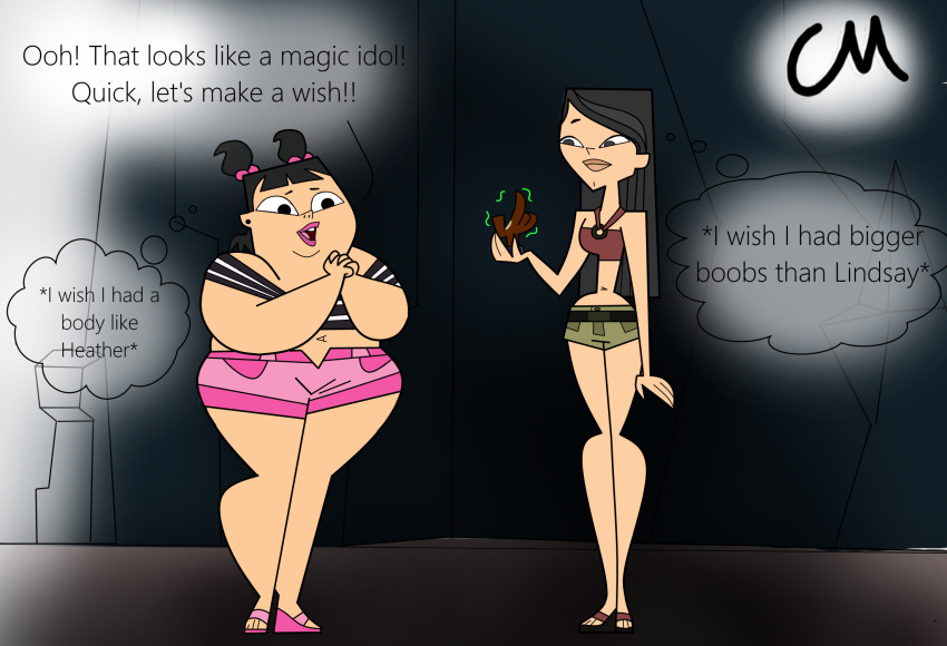 belly big_belly big_breasts body_swap choccymalk english fat heather_(tdi) sadie_(tdi) total_drama_island weight_gain wish