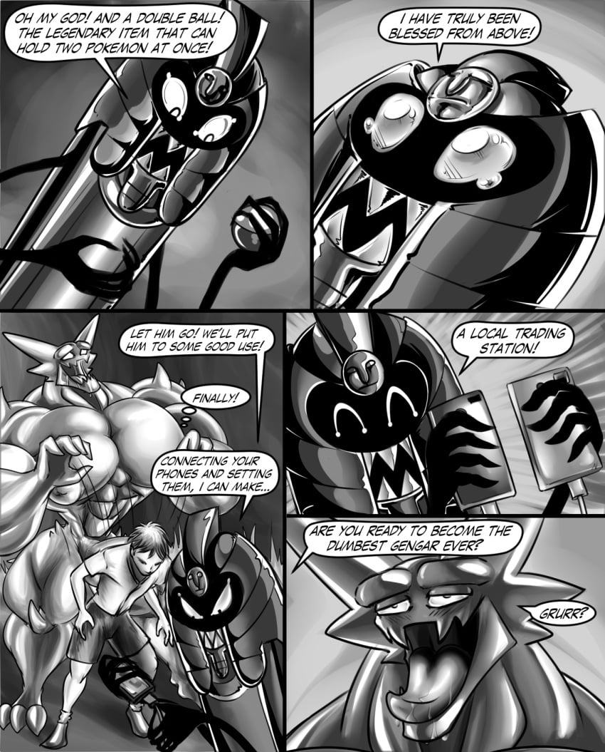 cofagrigus comic dragmon english_text haunter hi_res male monochrome nintendo pokémon_(species) pokemon text transformation video_games