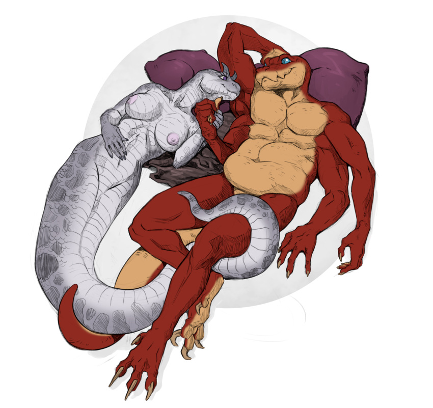 anthro apode belly breasts coiling crius draconcopode duo female hi_res intricatevision legless male male/female multi_arm multi_limb naga nude quija reptile scalie serpentine snake