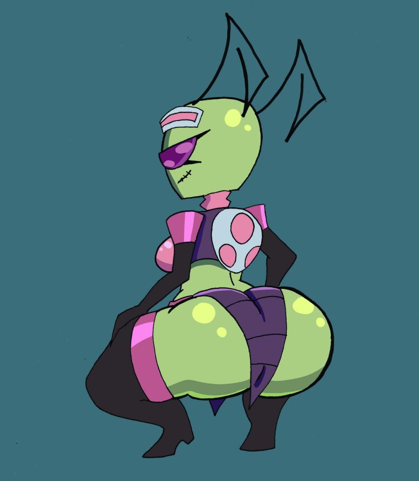 1girls alien alien_girl antennae ass ass_focus big_ass big_butt broly_culo bubble_butt clothed clothing female female_only gooeyblob green_skin invader_zim irken looking_at_viewer looking_back meme nickelodeon purple_eyes shortstack solo solo_female squatting tak tak_(invader_zim) thick_thighs thighs wide_hips