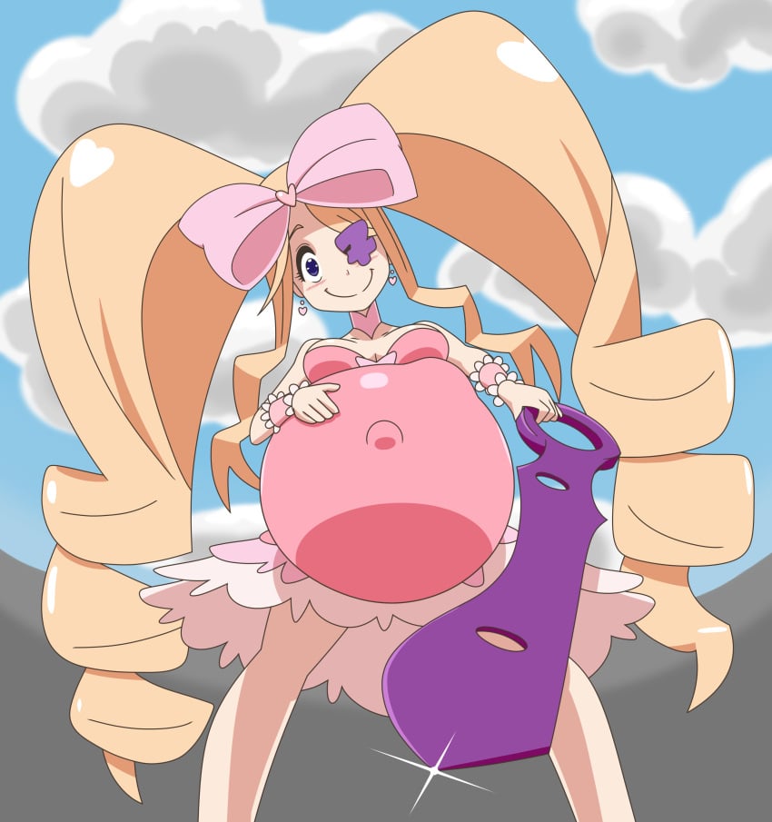 1girls belly big_belly blonde_hair breasts cleavage female fetal_movement hand_on_belly harime_nui kill_la_kill malkarmaze pregnant twintails