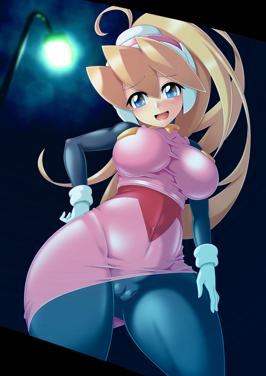 1girls bottomless ciel_(mega_man) clothed_female female latex_suit mega_man mega_man_zero no_panties plump_pussy pussy semikichi tagme thick_thighs