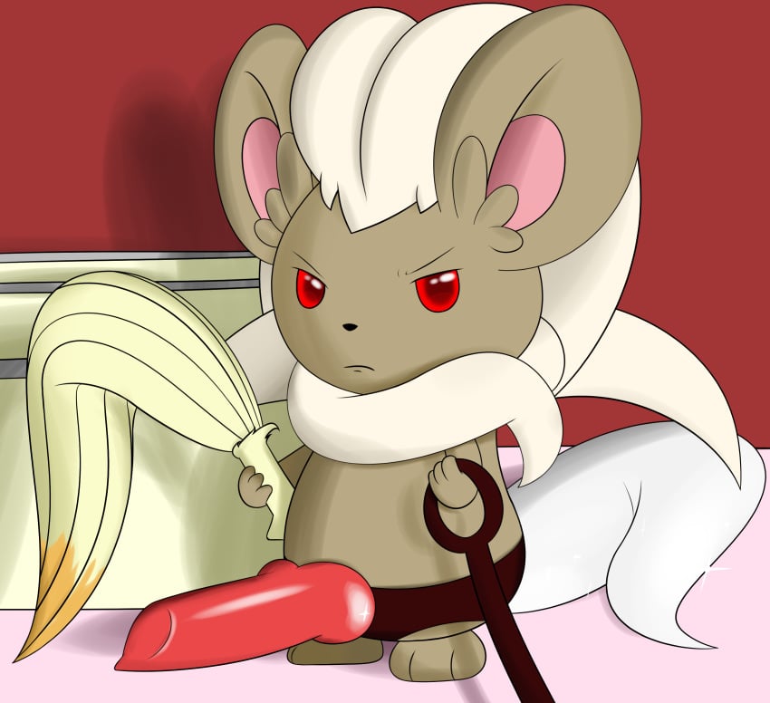 absurd_res angry bdsm chinchilla cinccino dominatrix eyes fur furry knot looking_at_viewer open_eyes pokémon_(species) pokemon semi-anthro shiny_cinccino shiny_pokemon strap-on tagme tail whip yumei