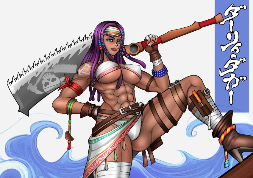 abs african african_female blackorb00 busty dark_skin darli_dagger female hourglass_figure muscular navel samurai_shodown snk toned wide_hips