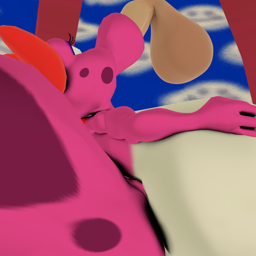 3d anthro ass big_balls birdo blender blender_(software) bow disembodied_penis dld493v2 fellatio female female_focus hands_on_breasts hyper hyper_ass hyper_breasts indoors male/female mario_(series) nintendo penis pink_skin puffed_cheeks self_upload super_mario_bros. tube_mouth