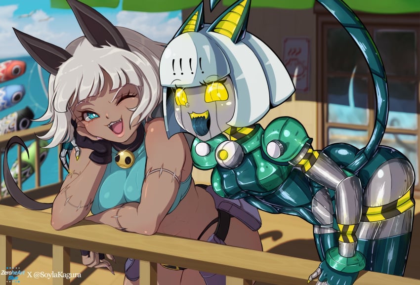 2girls ass ass_up nadia_fortune robo-fortune robot_humanoid shiny_skin skullgirls soylakagura