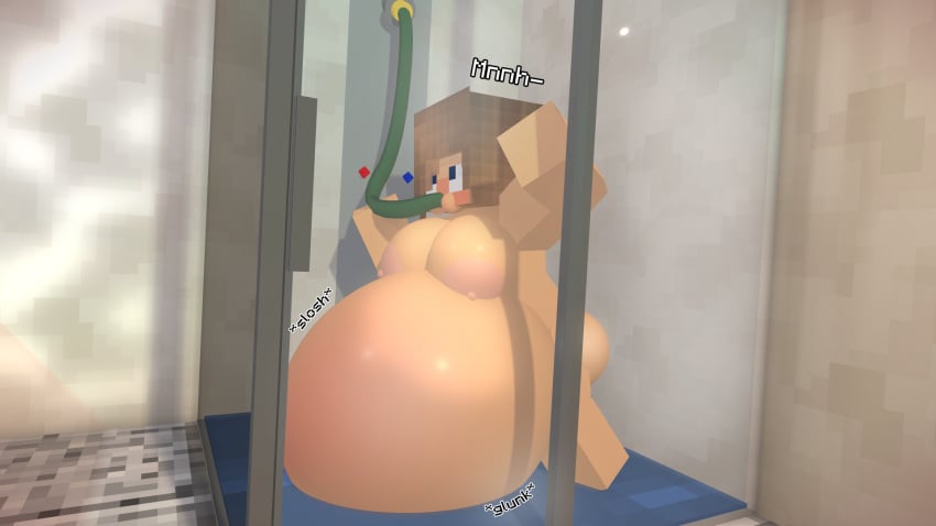 aroused ass belly belly_bigger_than_body belly_bigger_than_head belly_inflation breast_expansion breast_inflation breasts expansion exposed_nipples horny horny_female hose hose_in_mouth hose_inflation inflated_belly inflated_breasts inflation mine-imator minecraft nude nude_female sara_abrams(tittank) shower shower_inflation tittank water_inflation