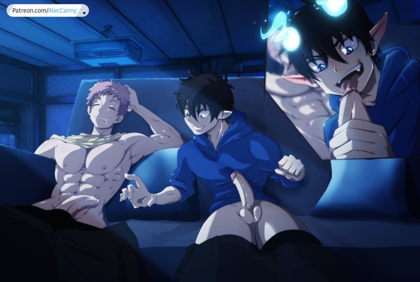 aleccanny anime_style ao_no_exorcist ao_no_exorcist blowjob friends friendship gay okumura_rin rin_okumura shima_renzo