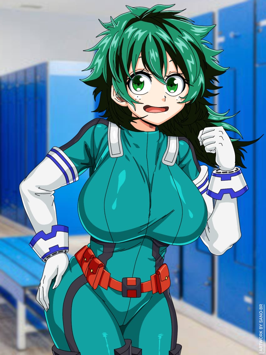 deku edit edited female_deku genderbend genderbent genderswap green_eyes green_hair izuku_midoriya jeffdaslayer my_hero_academia rule_63 sano-br shounen_jump solo