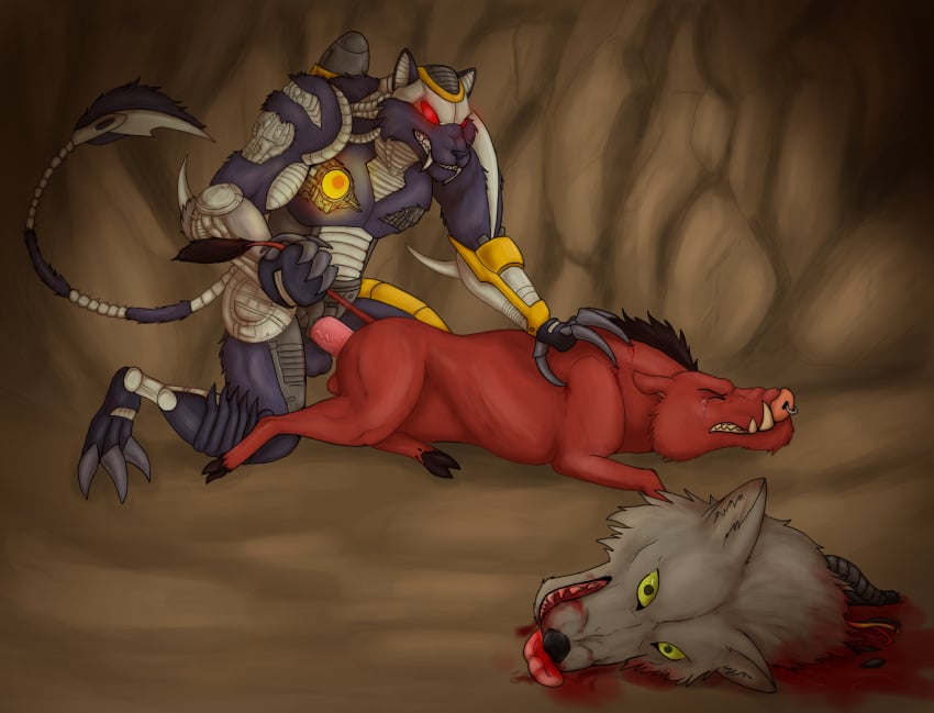 2boys anthro beast_mode blood bodily_fluids canid canine canis cave claw_marks death decapitation defeated duo facial_piercing felid feral forced gore hasbro hi_res jaguar kakithefox male male_death mammal maximal nose_piercing nose_ring pantherine piercing pinned_to_ground predacon questionable_consent rape ravage razorbeast_(transformers) ring_piercing robot/alternate_modes severed_head suid suina sus_(pig) tail tail_pull takara_tomy tears transformers transformers:_beast_wars wild_boar wolf wolfang_(transformers) yaoi