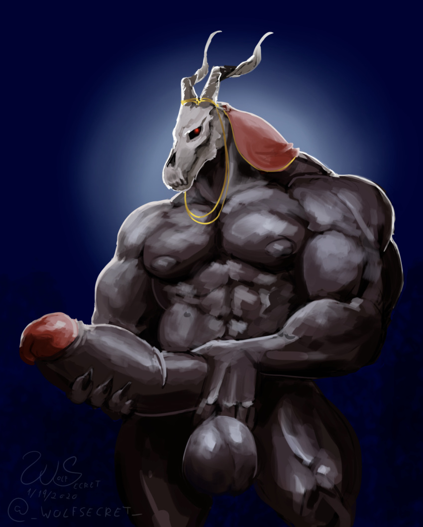 balls barazoku big_muscles big_penis bone elias_ainsworth genitals hi_res horn huge_cock huge_muscles humanoid hyper hyper_genitalia hyper_muscles hyper_penis magic magic_user male male_only manly muscular muscular_humanoid muscular_male penis skull solo the_ancient_magus_bride thick_thighs wolfsecret