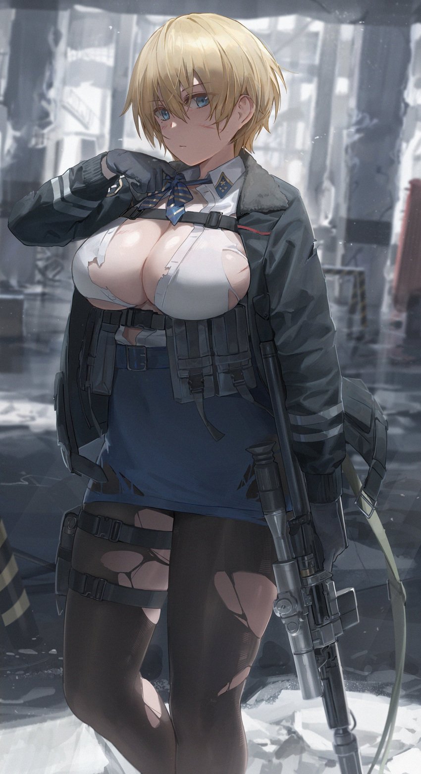 1girls big_breasts breasts cleavage female female_only girls'_frontline large_breasts looking_at_viewer solo vsk-94_(girls_frontline) yohan1754