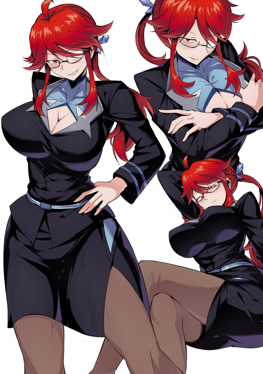 1girls 2021 big_breasts breasts cleavage elite_four female_only game_freak glasses horny lorelei_(pokemon) lorelei_(pokemon_lgpe) nintendo only_female pokemon pokemon_lgpe pokemon_rgby red_hair redhead stockings suzusiigasuki tagme