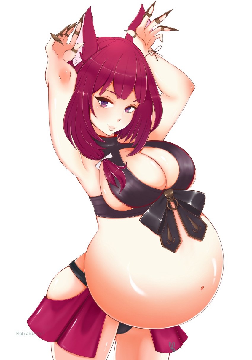 1girls azur_lane big_breasts breasts chiyoda_(azur_lane) cleavage female female_only huge_belly large_breasts pregnant rabidbunny ready_to_pop solo