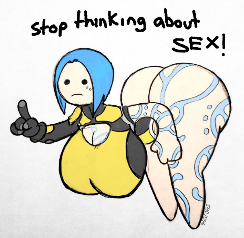 ass big_ass big_breasts biggy_deez blue_hair borderlands borderlands_2 breasts fat_ass huge_ass huge_breasts leotard looking_at_viewer maya_(borderlands) mob_face pale-skinned_female simple_coloring simple_face stop_thinking_about_sex stop_thinking_about_sex_(meme) thick thick_ass thick_thighs thighs traditional_media_(artwork) voluptuous