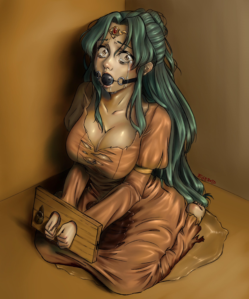 1girls 3ll3roid ball_gag barefoot big_breasts bondage cleavage commission crying crying_with_eyes_open dress drooling elincia_ridell_crimea elleroid feet fire_emblem fire_emblem:_path_of_radiance fire_emblem:_radiant_dawn gag gagged green_hair handcuffs imminent_rape imminent_sex kneeling large_breasts long_hair looking_at_viewer mfa mfd nintendo peeing peeing_self princess restrained royalty saliva saliva_trail scared sfh shaking shocked shocked_expression small_pupils solo solo_female ssfh tied_up torn_clothes trembling urination urine urine_pool wetting wide_eyed yellow_eyes