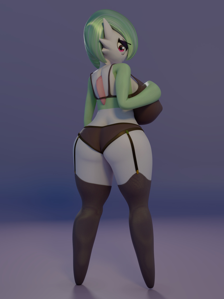 3d anthro bra gardevoir garter_belt large_ass large_breasts lingerie milf pokémon_(species) pokemon pokemon_(species) thick_thighs tradelt wide_hips