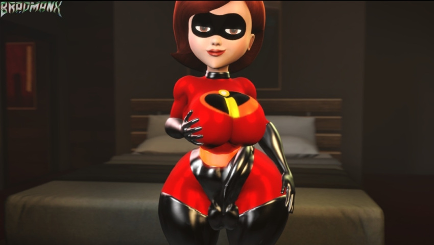 1futa 3d bedroom bedroom_eyes bradmanx clothing dickgirl disney elastigirl erection_under_clothes footwear futa_only futanari handwear helen_parr holding_breast huge_breasts human large_penis latex penis pixar smooth_skin solo superheroine tagme the_incredibles thick_thighs wide_hips