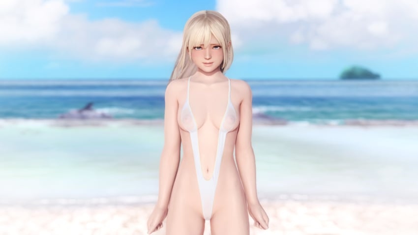 1girls 3d alternate_hairstyle areola areolae beach bent_wrist bikini blonde_hair blue_eyes blush breasts clothed clothing dead_or_alive dead_or_alive_5 dead_or_alive_5_last_round doahdm female female_only functionally_nude gravure_studio light-skinned_female light_skin long_hair looking_at_viewer marie_rose nipple_bulge nipples nipples_visible_through_clothing ocean public public_exposure see-through see-through_clothing skimpy_bikini sling_bikini small_breasts solo solo_focus standing straight_hair swedish thick_thighs translucent_clothing transparent_clothing water