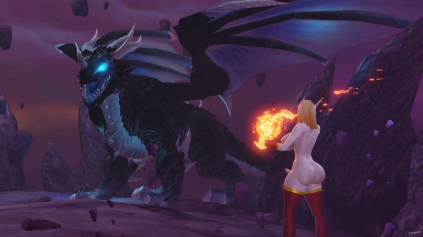 1futa ass big_ass big_breasts blonde_hair blonde_hair blood_elf breasts busty curvy dragon elf erection futa_only futanari futanari magic penis round_ass thick ts_jendana warcraft world_of_warcraft wow