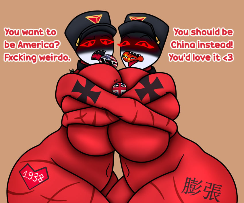 2020 2girls asphyxiation ass big_ass bite biting blush breast_frottage breasts china_(countryhumans) collar countryballs countryhumans countryhumans_girl countryhumans_oc ech0chamber echo_chamber(ech0chamber) english_text expansion female female_only glowing_eyes huge_breasts hugging in_mouth large_ass licking mouth_open open_mouth original_character polandball red_body red_eyes red_skin scar scars selfcest smothering squeezing squish squished_breasts symmetrical_docking tattoo tattoos text thick_thighs thighs tongue tongue_out united_kingdom_(countryhumans) united_states_of_america_(countryhumans) yuri