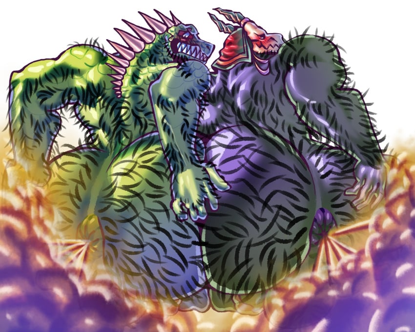 2021 american_mythology anal ass balls big_butt blush crouching demon devil_turtle_(artist) dorohedoro duo elias_ainsworth fart genitals green_body group hi_res huge_butt hyper hyper_butt iguanid indigenous_north_american_mythology kaiman lizard male male/male muscular muscular_male mythology north_american_mythology purple_body reptile scalie the_ancient_magus_bride wendigo