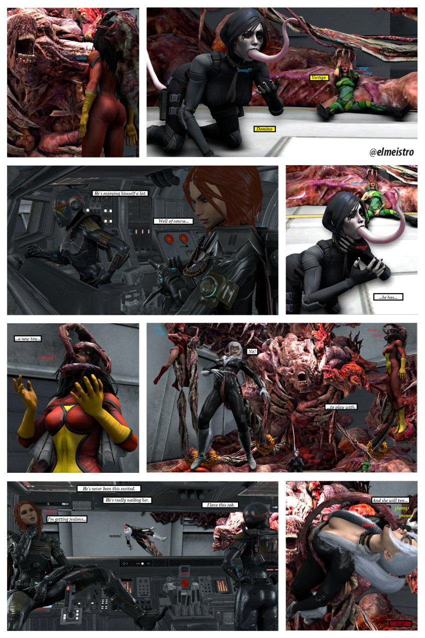 black_cat_(marvel) captured comic crossover dead_by_daylight deadpool_(game) domino_(marvel) elmeistro english_text felicia_hardy jessica_drew marvel marvel_comics monster monster_rape neena_thurman nemesis_(resident_evil) rape resident_evil resident_evil_3 scarlet_witch shae_vizla spider-man_(ps4) spider-man_(series) spider-woman star_wars superheroine tentacle_rape tentacle_sex text_box vertigo vertigo_comics wanda_maximoff x-force x-men