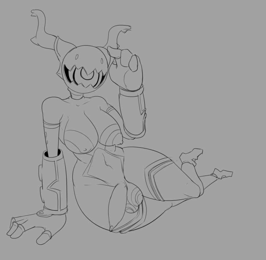 1futa absurd_res areolae arm_support balls breasts digital_media_(artwork) duskoerlikon faceless foreskin futa_only futanari genitals gloves hi_res humanoid intersex klesha monochrome navel nipples nude penis sitting sketch solo thick_thighs uncircumcised uncut wide_hips