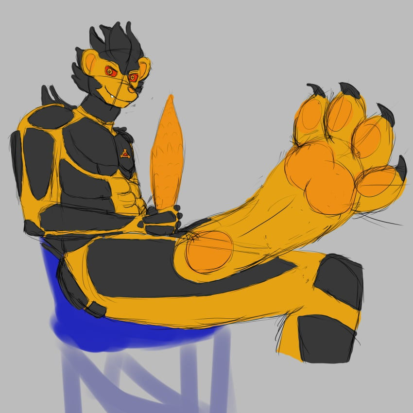 1:1 absurd_res anthro big_feet big_penis clockwork51 clockwork_(clockwork51) erection feet foot_focus genitals hi_res huge_cock hyper hyper_genitalia hyper_penis large_paws luxray male male_foot_fetish male_only muscular muscular_anthro muscular_male nintendo pawpads penis pokémon_(species) pokemon pokemon_(species) sketch solo video_games