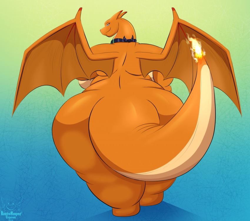 1girls absurd_res anthro ass bbw big_ass big_breasts big_butt blue_eyes breasts butt charizard charizette curvy_figure dat_ass dragon female female_only hi_res huge_ass huge_breasts huge_butt looking_at_viewer looking_back membranous_wings nintendo orange_body orange_skin overweight overweight_female pokémon_(species) pokemon pokemon_(species) robthehoopedchipmunk scalie smile thick_tail thick_thighs video_games wide_hips wings