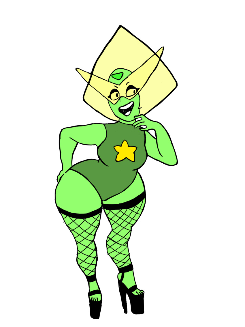 1girls alexbaby034 ass basic_color_edit bunnybaby clothed color color_edit colored crystal_gem digital_media_(artwork) edit edited fat_ass fishnets gem_(species) glasses high_heels peridot_(steven_universe) prostitute remake star steven_universe thick_thighs thighs tits