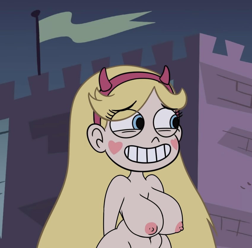 accurate_art_style belly big_breasts casual disney disney_channel edit hands_behind_back heart_cheeks huge_ass huge_breasts long_hair nipples screencap screenshot screenshot_edit smile star_butterfly star_vs_the_forces_of_evil tagme thebrise wide_hips