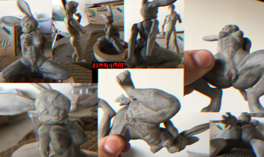 animal_humanoid anthro back_muscles bedroom_eyes clay_sculpture david_(michelangelo) disney duo erect_nipples female figurine genitals hi_res human humanoid judy_hopps lagomorph lagomorph_humanoid leporid male male/female mammal mammal_humanoid medium_breasts muscular muscular_female narrowed_eyes nipples perspective_shot presenting presenting_pussy pussy rabbit rear_view sculpture_(artwork) seductive smashmat solo spread_legs spreading thick_thighs traditional_media_(artwork) zootopia