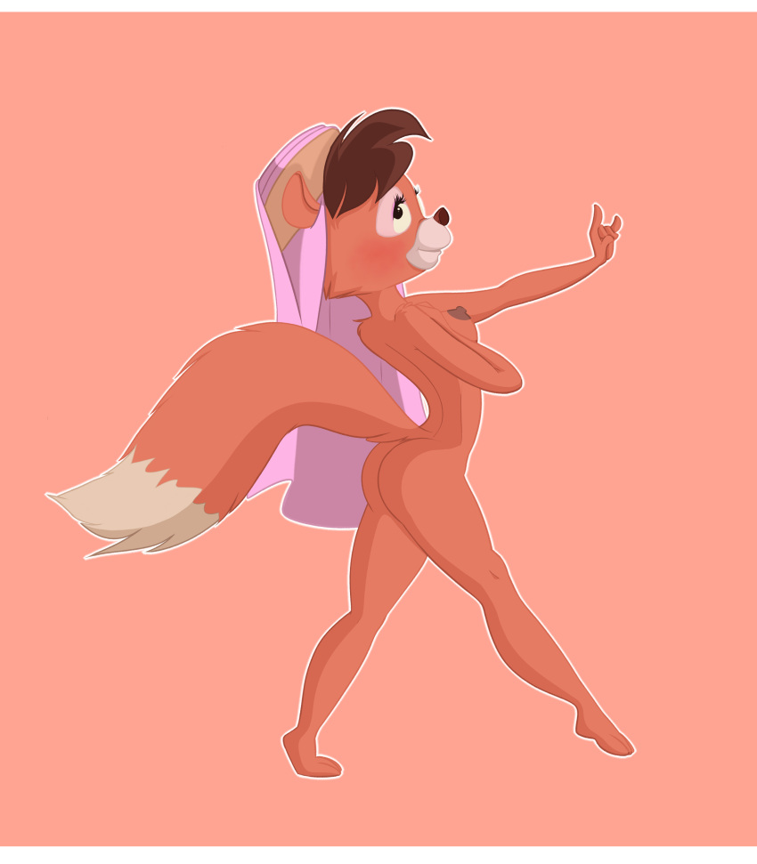 absurd_res anthro ass bodily_fluids breasts canid canine clothing digital_media_(artwork) disney dsketch3r_(artist) feet female fox hair hat hat_only headgear headgear_only headwear headwear_only hi_res lotta_lamour mammal mostly_nude nipples nude smile solo talespin