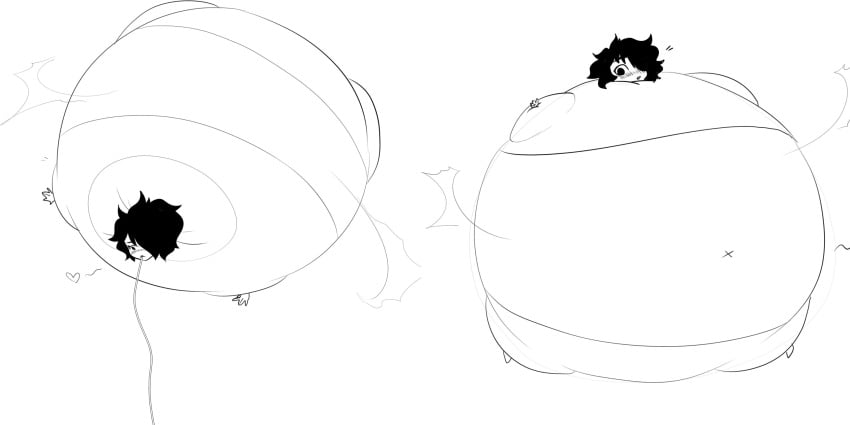 1boy edm_(puffytwink) femboy floating hose_inflation inflation oc original_character puffytwink spherical_inflation sunken_head sunken_limbs