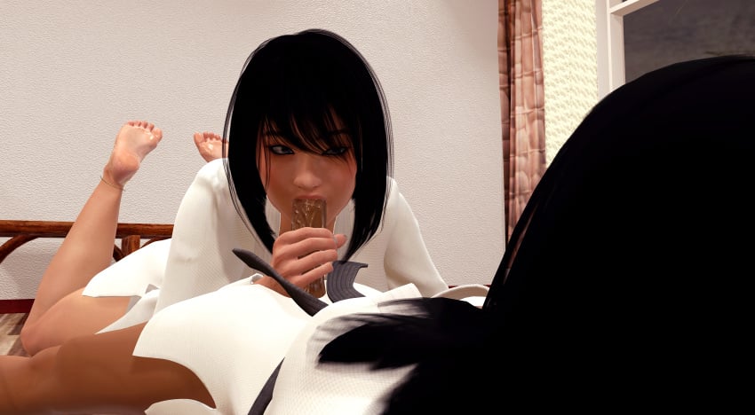 3d black_hair blowjob bob_cut fellatio foot_fetish karate_gi sensei_hyun soles xalas xalas_(character)