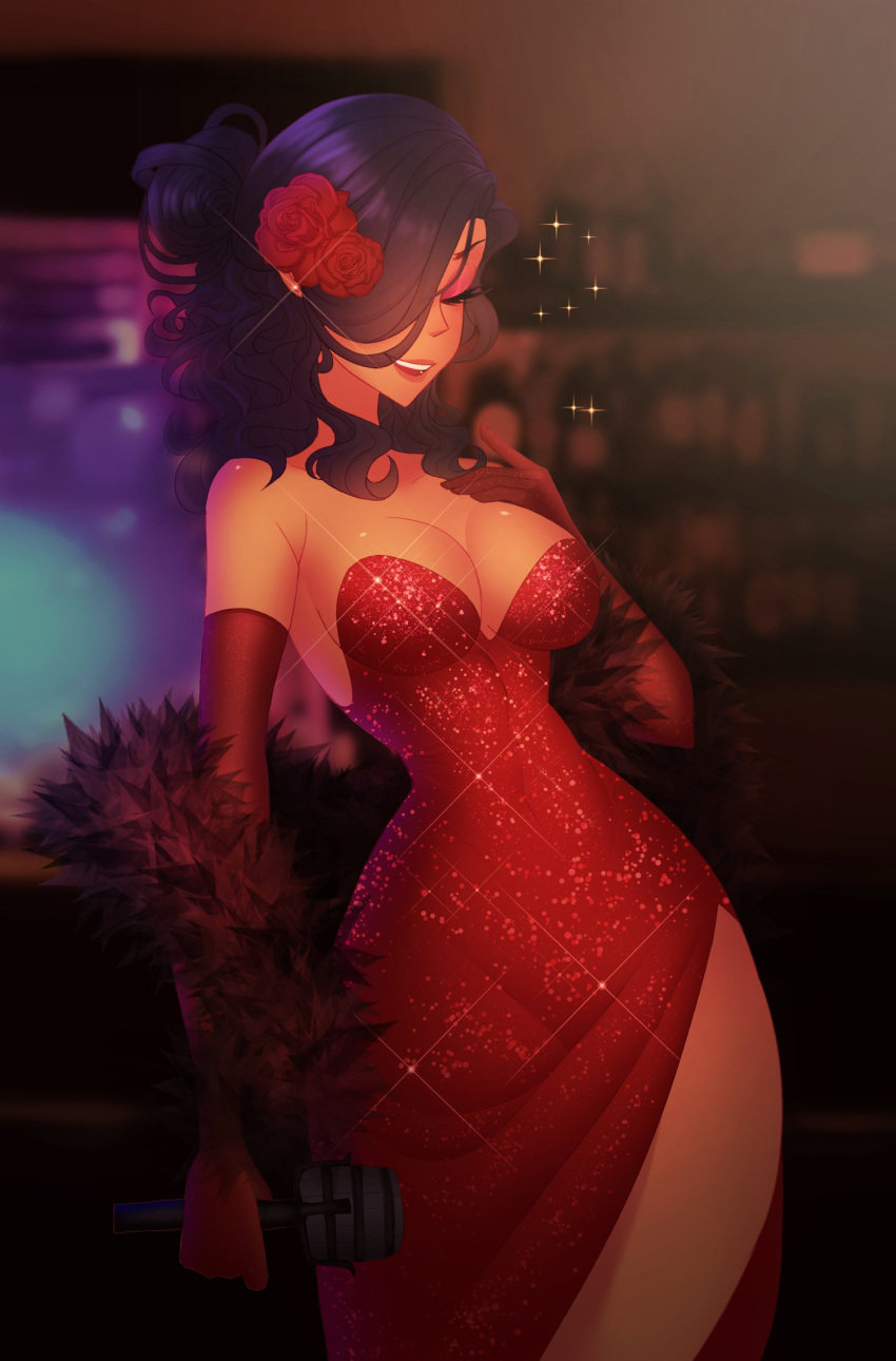 big_breasts brawlhalla dress eirlys female female_only mirage_(brawlhalla) red_dress