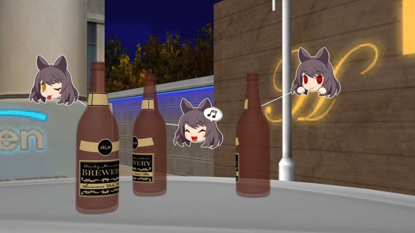 1girls beer_bottle black_hair black_hair_female blake_belladonna cat_ears chibi rwby theblackbirdcalls yellow_eyes