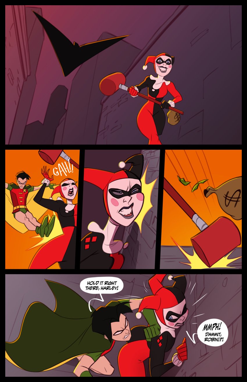 dc dc_comics female harley_quinn harley_quinn_(classic) jason_todd male robin_(dc) robin_(jason_todd) stickymon