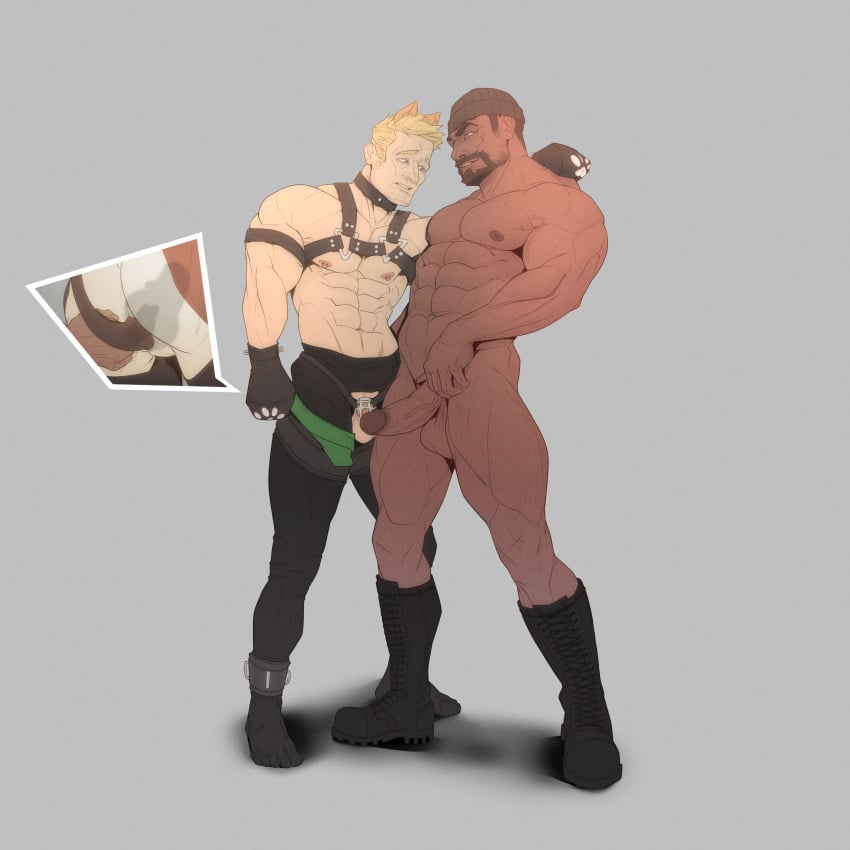 2boys activision ass balls bara barazoku beard big_balls big_penis blizzard_entertainment chastity_cage completely_nude completely_nude_male dark-skinned_male dominant_male erection facial_hair gabriel_reyes gay gay_domination hairy hard_on harness jack_morrison male male/male male_focus male_nipples male_only manly muscular_male nipples nude overwatch overwatch_2 penis penis_size_difference puppynolan puppyplay reaper sex_toy soldier_76 submissive_male tail_plug yaoi