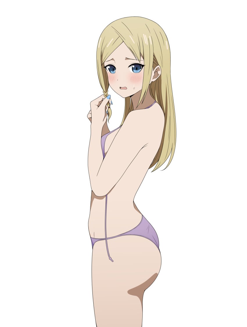 1girls absurd_res absurdres accurate_art_style ass bare_arms bare_back bare_legs bare_midriff bare_shoulders bare_thighs bikini bikini_top blonde_hair blue_eyes blush breasts coro_fae embarrassed embarrassed_female female female_focus female_only fingernail fingers hair_down hayasaka_ai high_resolution highres kaguya-sama_wa_kokurasetai_~tensai-tachi_no_renai_zunousen~ large_breasts legs light_skin long_hair looking_at_viewer medium_breasts nape nude official_style purple_bikini purple_bikini_bottom purple_bikini_top purple_swimsuit purple_swimwear schoolgirl shy simple_background simple_shading slender_waist slim_waist solo standing straight_hair string_bikini student swimsuit swimwear teenager thick_ass thick_thighs thighs thin_waist untied untied_bikini white_background