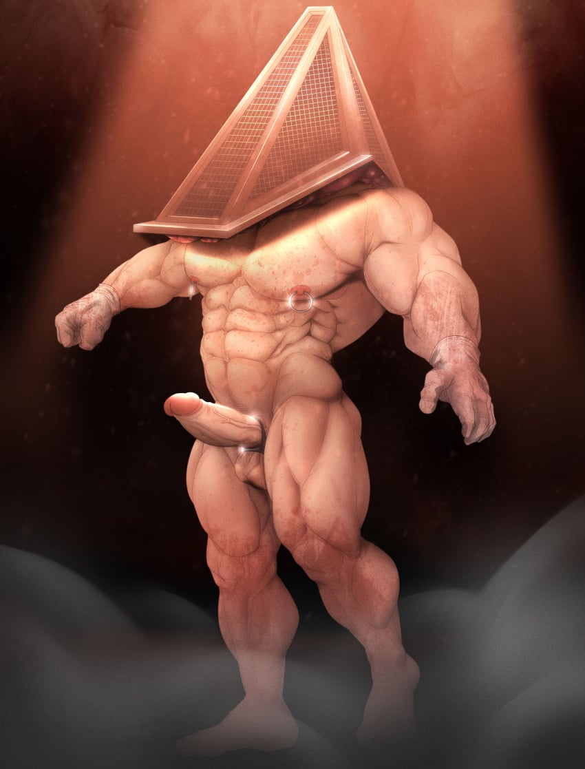 1boy balls bara bara_tits barazoku big_balls big_penis cock_ring completely_nude completely_nude_male erection gay male male_focus male_nipples male_only manly muscular_male nipples no_visible_face nude penis puppynolan pyramid_head silent_hill silent_hill_2 solo solo_male yaoi