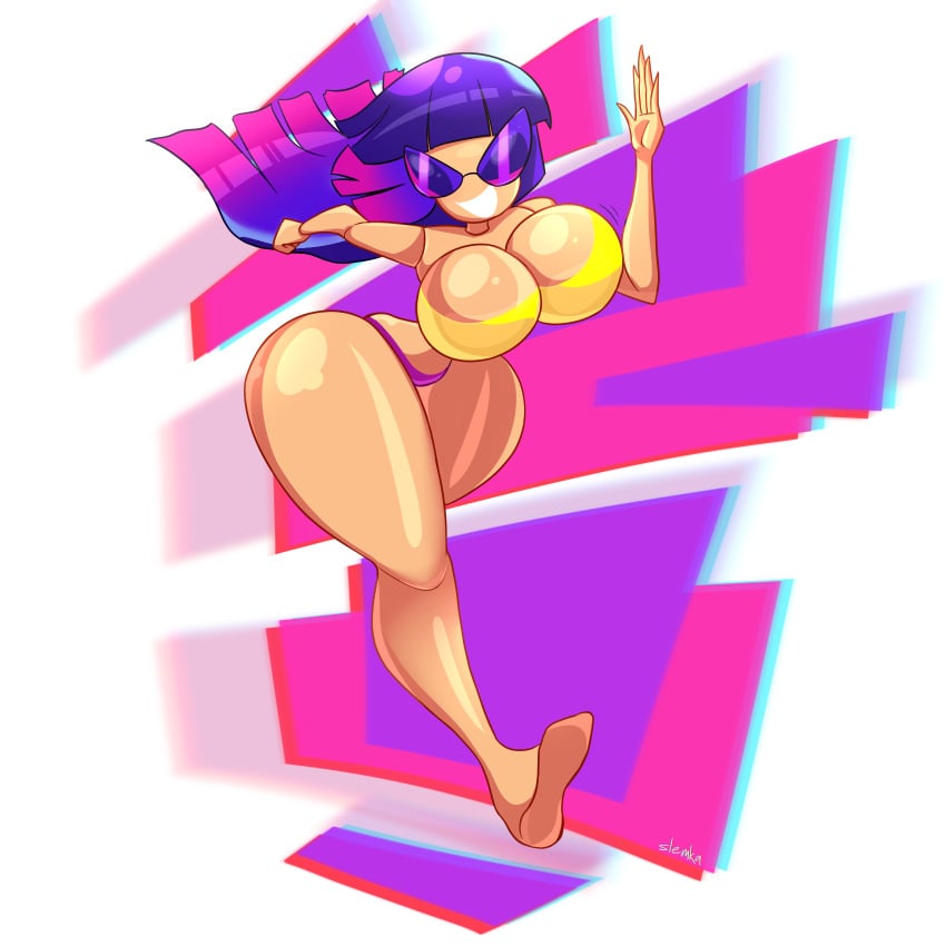 armpits bikini doll doll_joints dollification female glitch_techs huge_ass huge_breasts implied_transformation knick_knack miko_kubota nickelodeon permanent_smile purple-tinted_eyewear slemka sunglasses sunnification thick_thighs tinted_eyewear transformation wide_hips