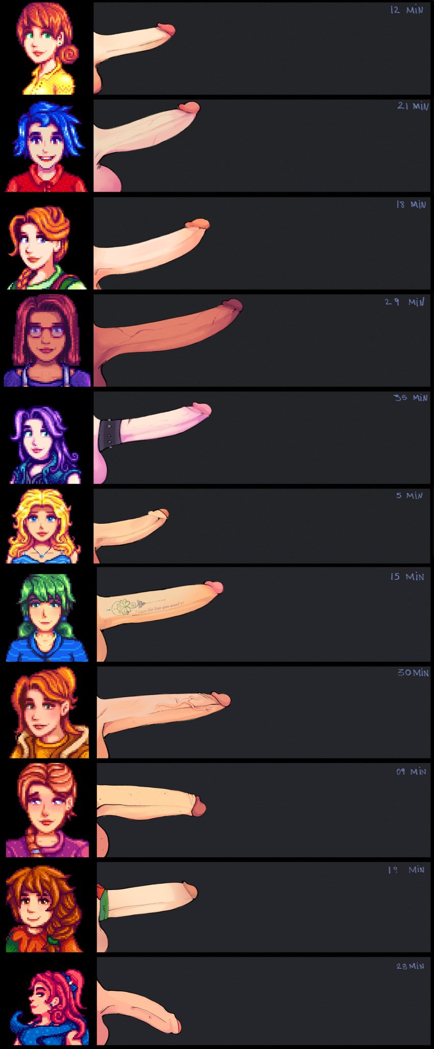 6+futas abigail_(stardew_valley) animal_ears areolae artist_request balls big_balls big_penis breasts caroline_(stardew_valley) comparing comparing_penis dark-skinned_futanari dark_penis dark_skin emily_(stardew_valley) erection foreskin futa_only futanari girl haley_(stardew_valley) human jodi_(stardew_valley) leah_(stardew_valley) light-skinned_futanari light_skin marnie_(stardew_valley) maru_(stardew_valley) milf nipples nude partially_retracted_foreskin penis penis_size_chart penis_size_comparison penis_size_difference penny_(stardew_valley) robin_(stardew_valley) sandy_(stardew_valley) size_difference small_penis smooth_balls smooth_penis source_request stardew_valley uncut