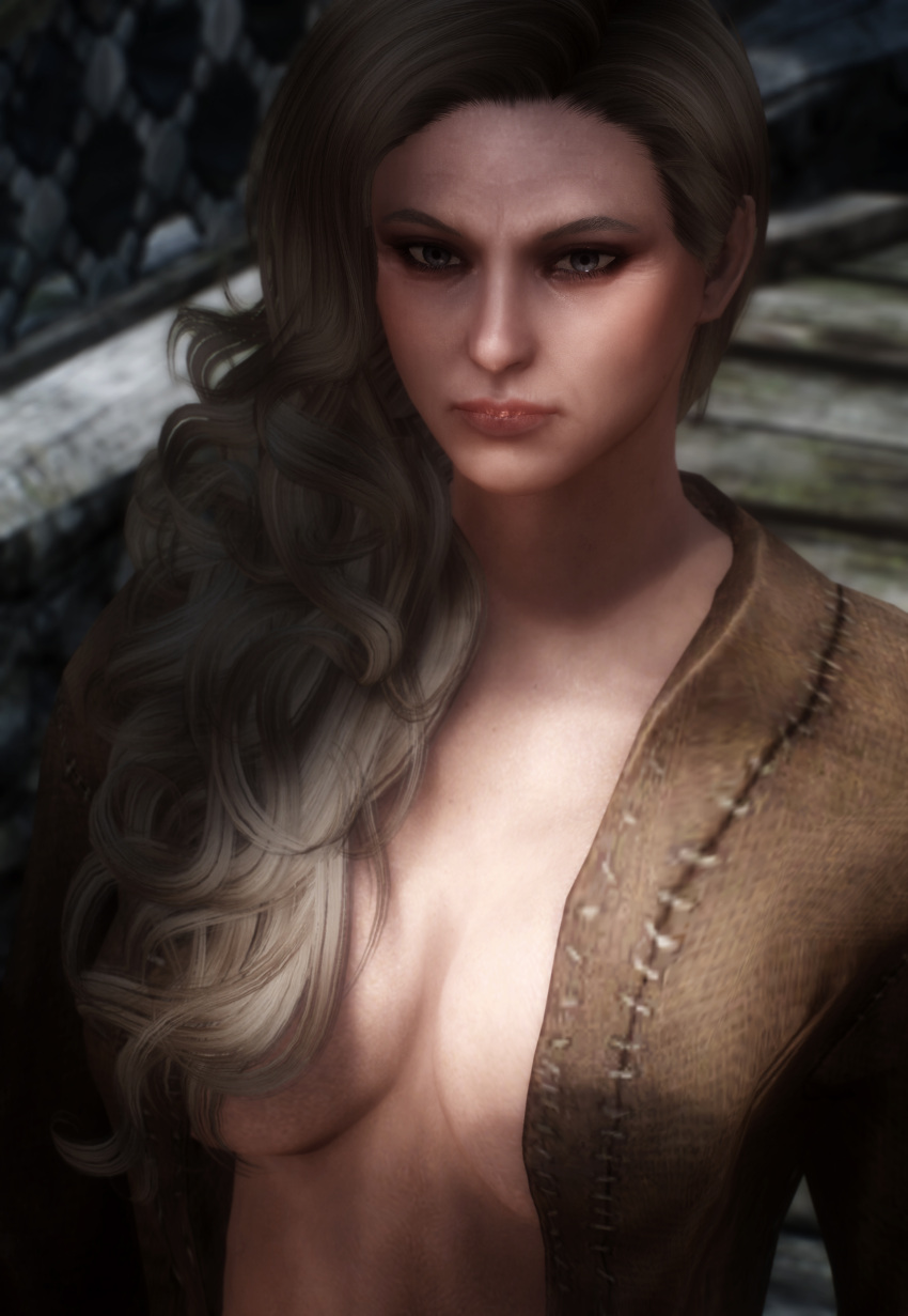 3d blonde_hair danica_pure-spring female half_naked milf nonstickypants skyrim the_elder_scrolls