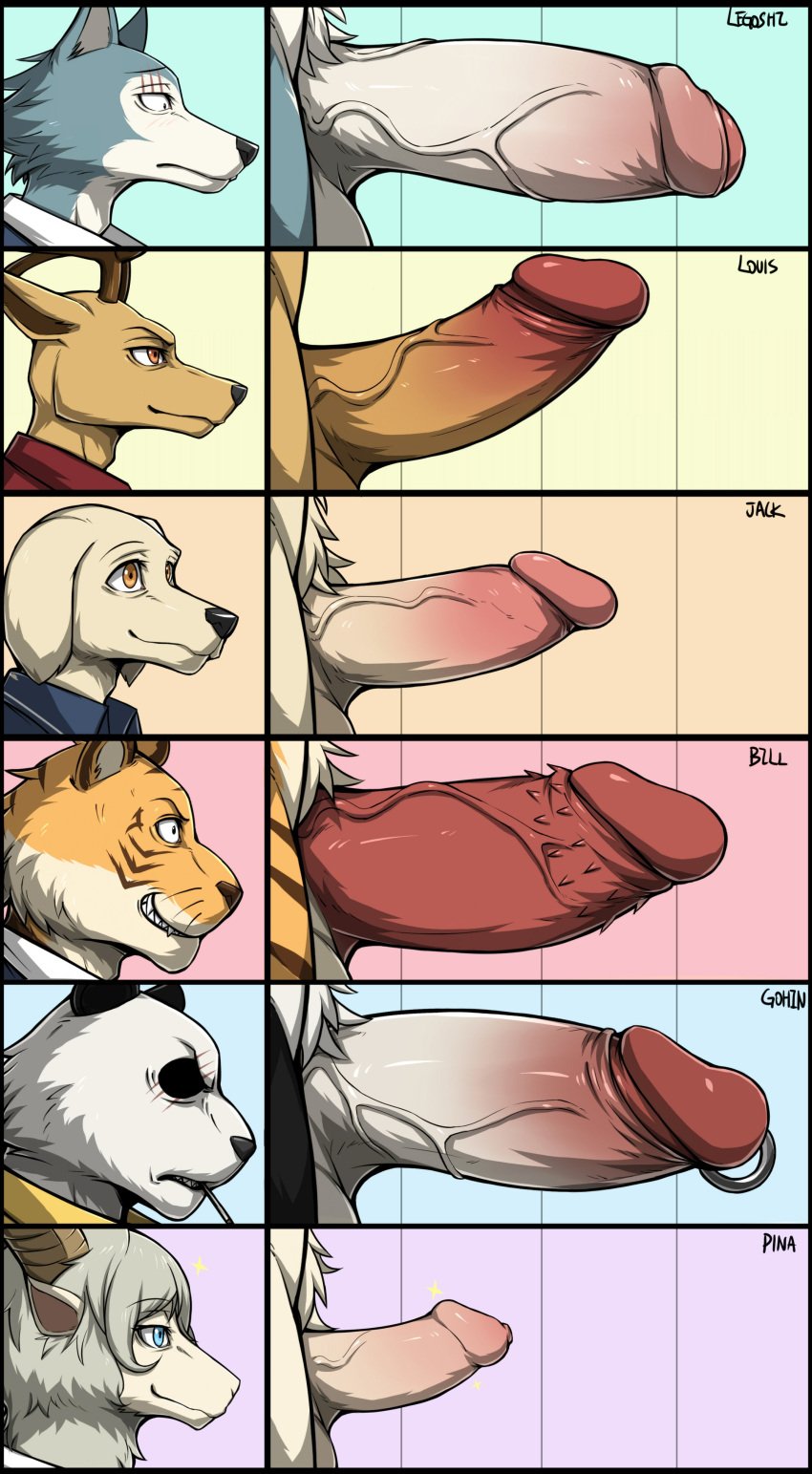 2021 absurd_res anthro balls beastars big_penis bill_(beastars) bird_dog blush bovid canid canine canis caprine cervid chart cigarette_in_mouth clothing digital_media_(artwork) domestic_dog drks facial_scar felid foreskin genital_piercing genitals giant_panda glans gouhin hi_res humanoid_genitalia humanoid_penis hunting_dog jack_(beastars) labrador legoshi_(beastars) louis_(beastars) male male_only mammal pantherine partially_retracted_foreskin penile_spines penis penis_lineup penis_piercing penis_size_chart penis_size_difference piercing pina_(beastars) pink_glans pink_penis prince_albert_piercing retriever scar size_chart smile stripes tan_balls tan_penis thick_penis tiger topwear uncut ursid vein white_balls white_penis wolf